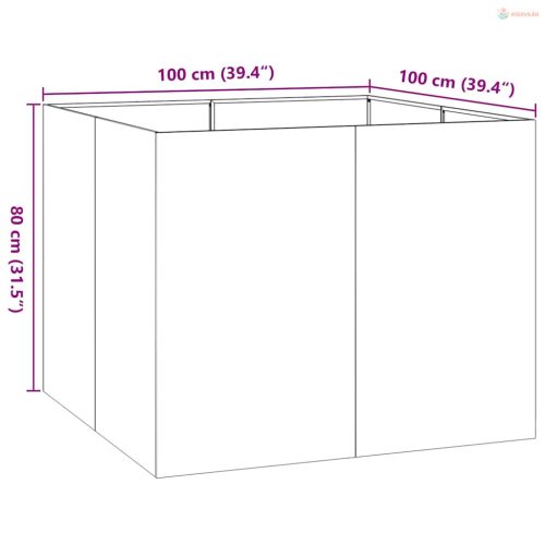 Növénytartó antracit 100x100x80 cm Acél