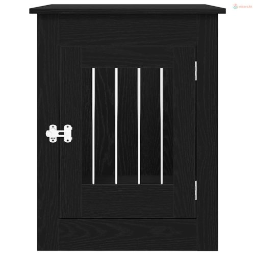 Fekete tölgyfa kutyaketrec bútor 55 x 80 x 68 cm