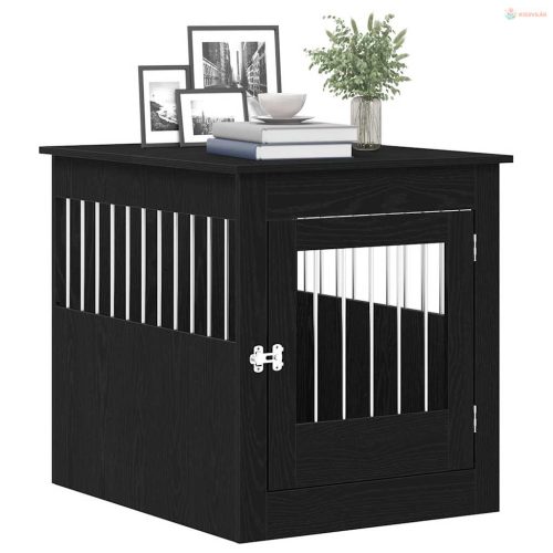 Fekete tölgyfa kutyaketrec bútor 64,5 x 80 x 71 cm