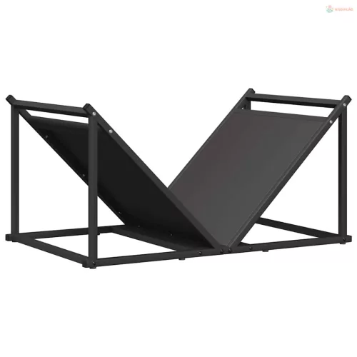 Fekete hidegen hengerelt acél tűzifatároló 70x43x34,5 cm