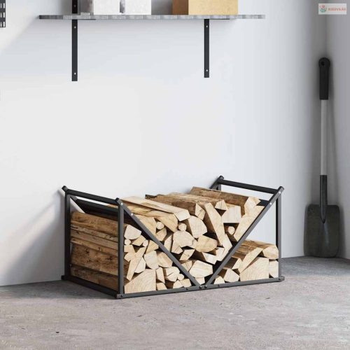 Fekete hidegen hengerelt acél tűzifatároló 70x43x34,5 cm