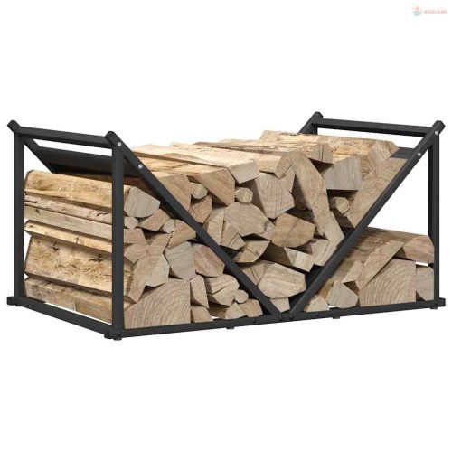 Fekete hidegen hengerelt acél tűzifatároló 70x43x34,5 cm