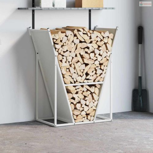 Fehér hidegen hengerelt acél tűzifatároló 69,5x35x81 cm