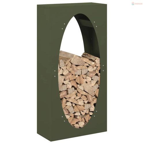 Olívazöld hidegen hengerelt acél tűzifatároló 50x23x100 cm
