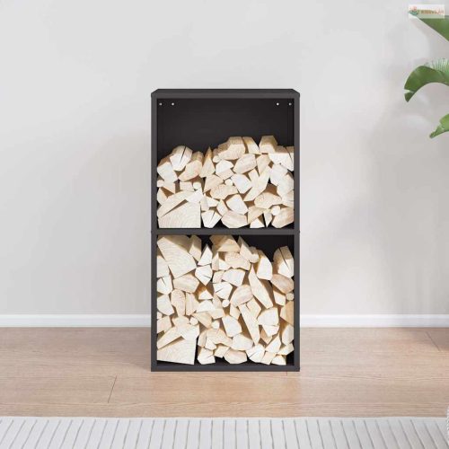 Fekete hidegen hengerelt acél tűzifatároló 40x30x75 cm