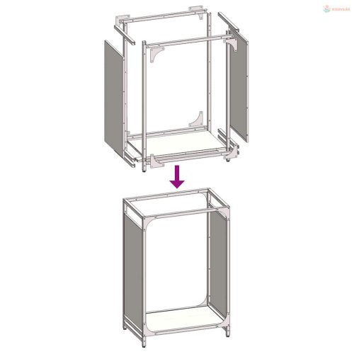 Fekete hidegen hengerelt acél tűzifatároló 44x28x65 cm