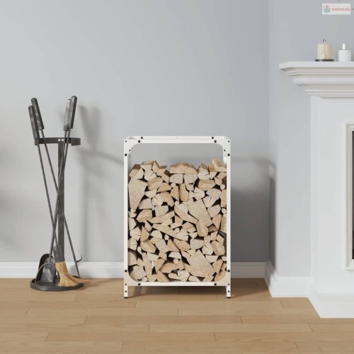Fehér hidegen hengerelt acél tűzifatároló 44x28x65 cm