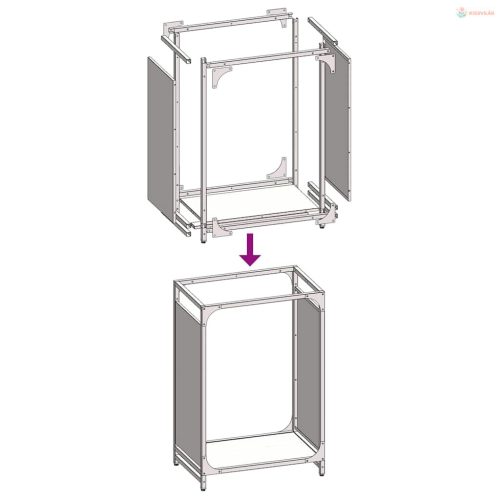Fehér hidegen hengerelt acél tűzifatároló 44x28x65 cm