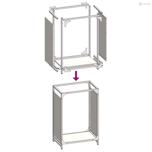Antracitszürke hidegen hengerelt acél tűzifatároló 44x28x65 cm