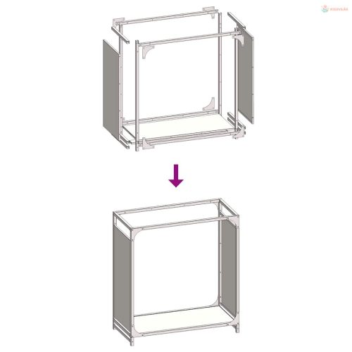 Fekete hidegen hengerelt acél tűzifatároló 60x28x65 cm