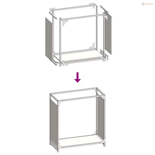 Fehér hidegen hengerelt acél tűzifatároló 60x28x65 cm