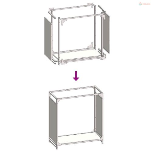 Antracitszürke hidegen hengerelt acél tűzifatároló 60x28x65 cm
