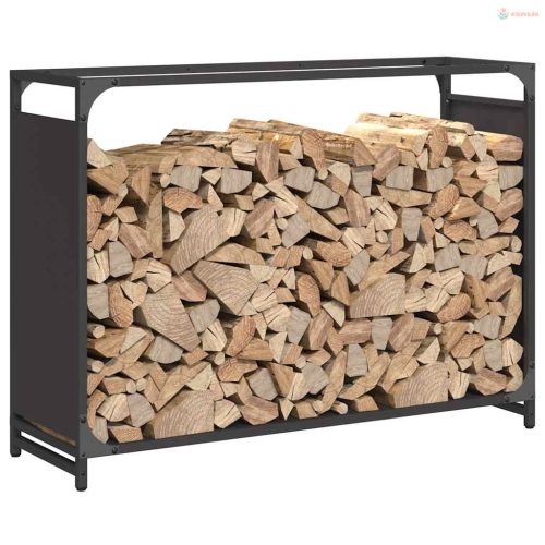 Fekete hidegen hengerelt acél tűzifatároló 90x28x65 cm