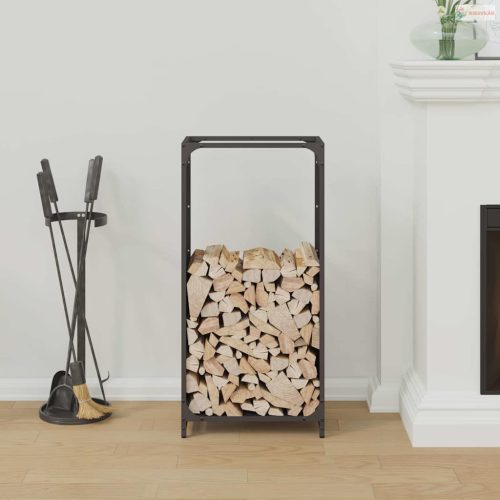 Fekete hidegen hengerelt acél tűzifatároló 44x28x90 cm