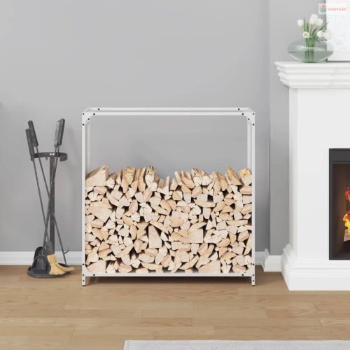 Fehér hidegen hengerelt acél tűzifatároló 90x28x90 cm