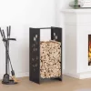 Fekete hidegen hengerelt acél tűzifatároló 40x30x80 cm