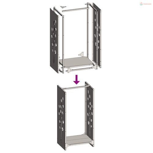 Fekete hidegen hengerelt acél tűzifatároló 40x30x80 cm