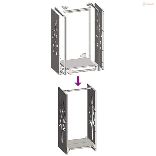 Fehér hidegen hengerelt acél tűzifatároló 40x30x80 cm