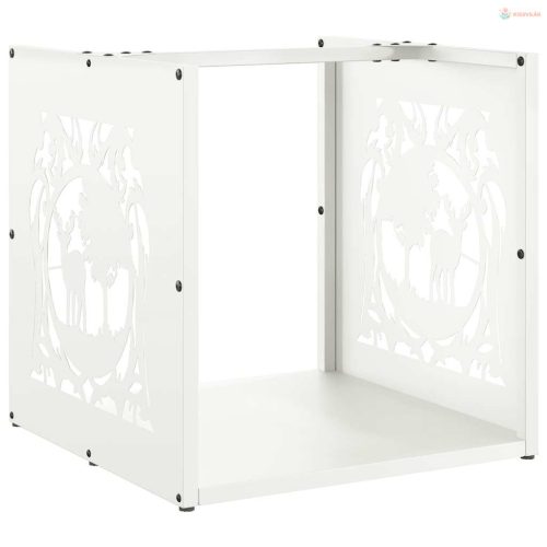 Fehér hidegen hengerelt acél tűzifatároló 40x40x40 cm