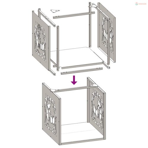 Fehér hidegen hengerelt acél tűzifatároló 40x40x40 cm