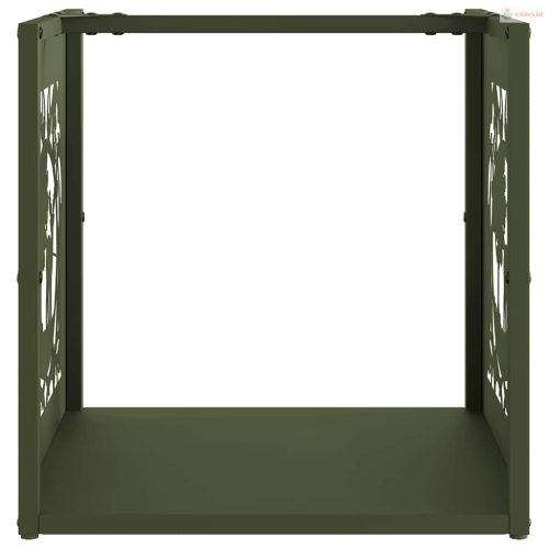 Olívazöld hidegen hengerelt acél tűzifatároló 40x40x40 cm