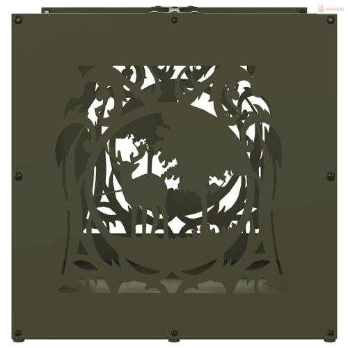 Olívazöld hidegen hengerelt acél tűzifatároló 40x40x40 cm