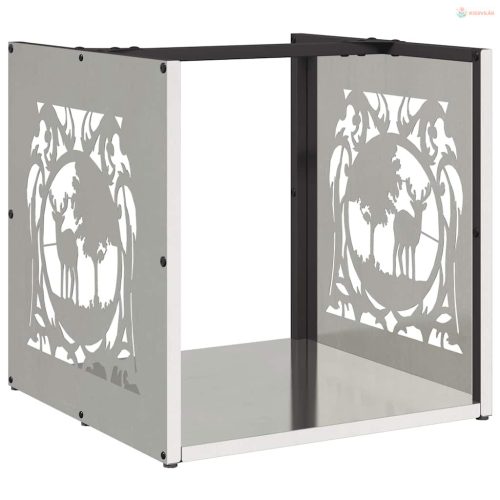 Rozsdamentes acél tűzifatároló 40x40x40 cm