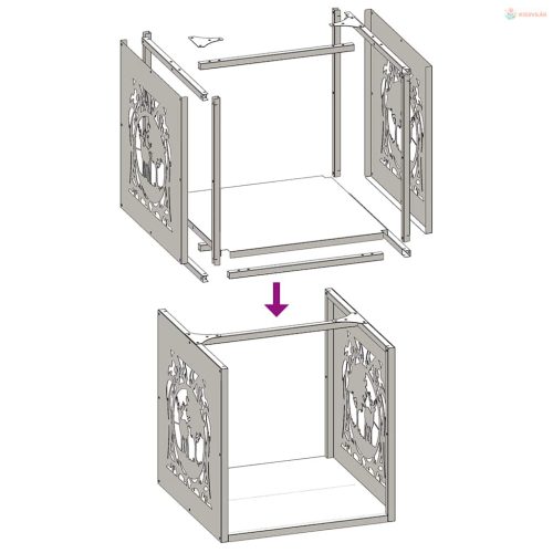 Rozsdamentes acél tűzifatároló 40x40x40 cm
