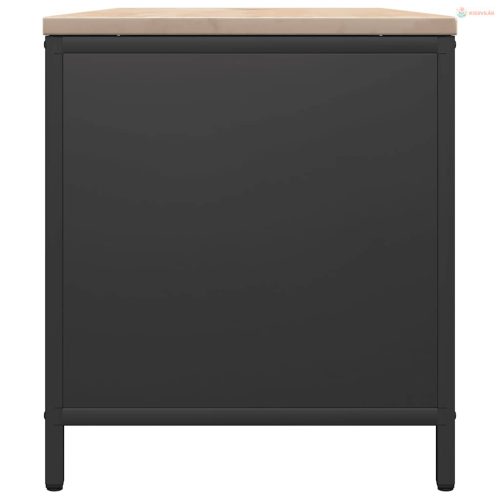 Fekete tűzifa állvány fa tetővel 100,5x35,5x40 cm