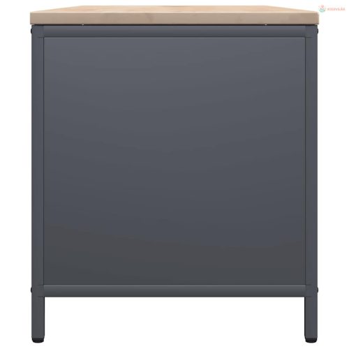 Antracitszürke tűzifa állvány fa tetővel 100,5x35,5x40 cm