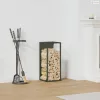 Olívazöld hidegen hengerelt acél tűzifatároló 25x25x60 cm