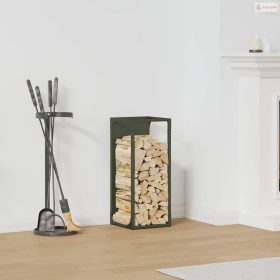   Olívazöld hidegen hengerelt acél tűzifatároló 25x25x60 cm