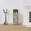 Fekete hidegen hengerelt acél tűzifatároló 25x25x80 cm
