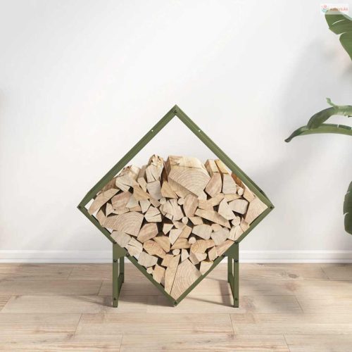 Olívazöld hidegen hengerelt acél tűzifatároló 60x25x60 cm