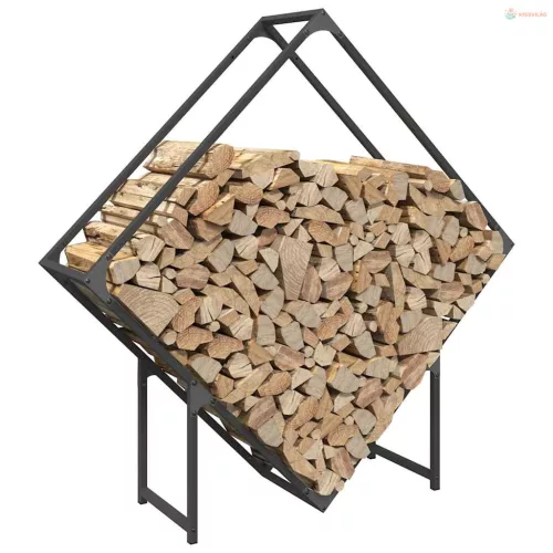 Fekete hidegen hengerelt acél tűzifatároló 100x25x100 cm