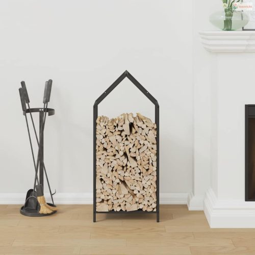 Fekete hidegen hengerelt acél tűzifatároló 40x25x90 cm