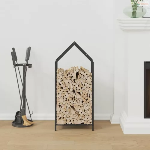 Fekete hidegen hengerelt acél tűzifatároló 40x25x90 cm