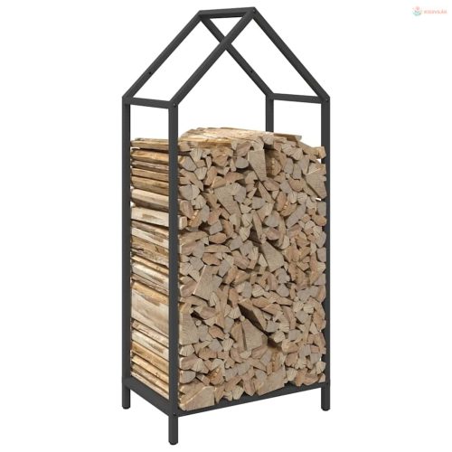 Fekete hidegen hengerelt acél tűzifatároló 40x25x90 cm