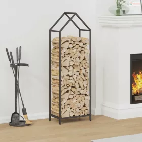 Fekete hidegen hengerelt acél tűzifatároló 40x25x120 cm