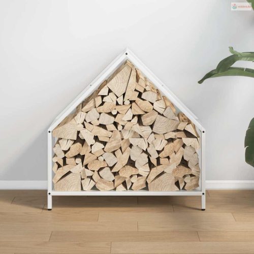 Fehér hidegen hengerelt acél tűzifatároló 60x25x60 cm