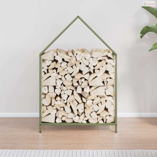 Olívazöld hidegen hengerelt acél tűzifatároló 60x25x90 cm