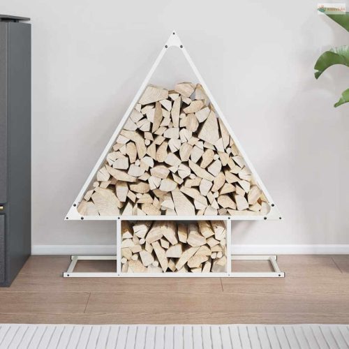 Fehér hidegen hengerelt acél tűzifatároló 80x25x90 cm