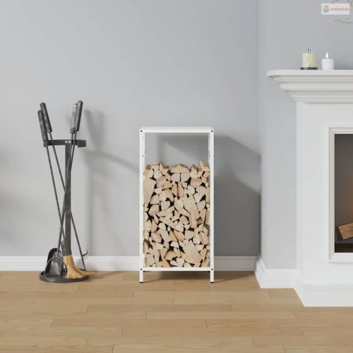 Fehér hidegen hengerelt acél tűzifatároló 34x25x70 cm