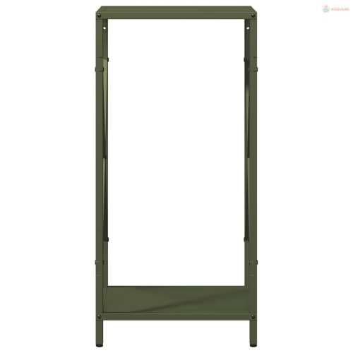 Olívazöld hidegen hengerelt acél tűzifatároló 34x25x70 cm