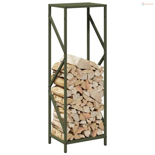 Olívazöld hidegen hengerelt acél tűzifatároló 34x25x100 cm