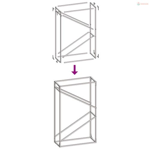 Fekete hidegen hengerelt acél tűzifatároló 60x25x100 cm