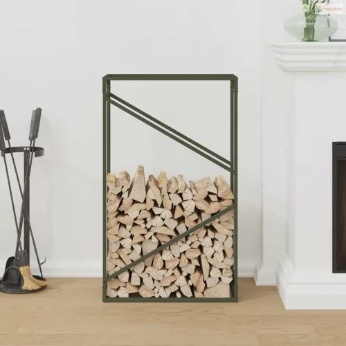 Olívazöld hidegen hengerelt acél tűzifatároló 60x25x100 cm