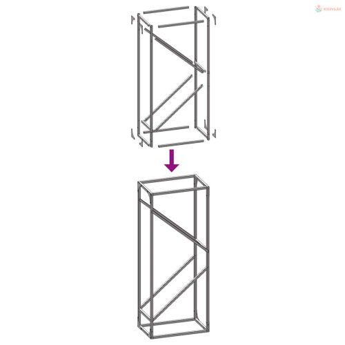 Fehér hidegen hengerelt acél tűzifatároló 40x25x100 cm
