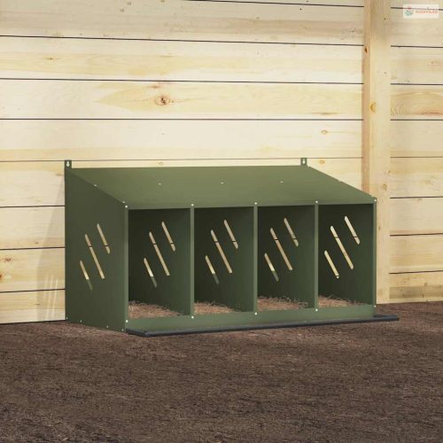 Olívazöld fémből fém csirke fészekrakó doboz 4 rekesszel