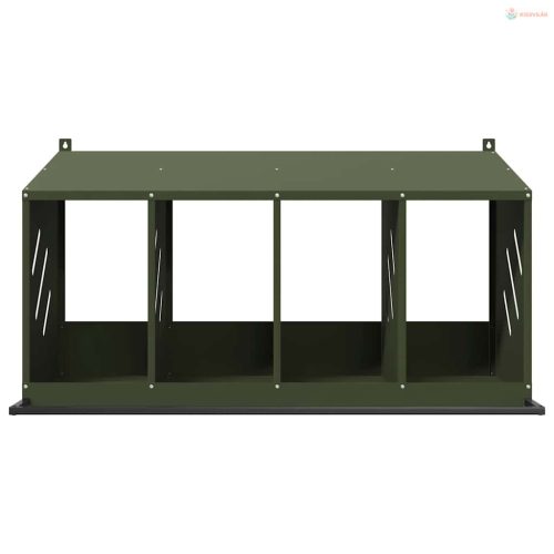 Olívazöld fémből fém csirke fészekrakó doboz 4 rekesszel